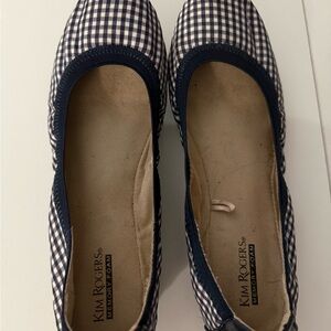 Kim Rogers Navy and White Checkered Flats